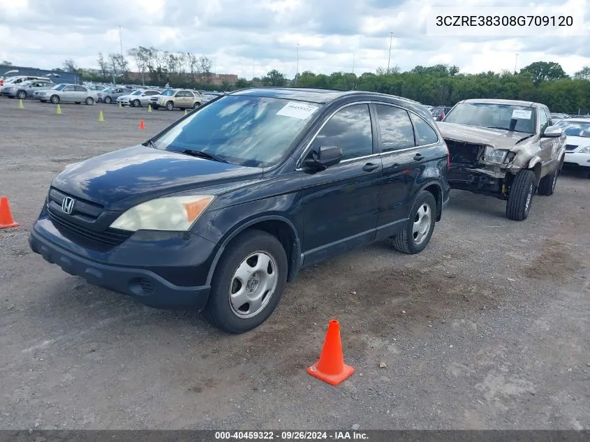 2008 Honda Cr-V Lx VIN: 3CZRE38308G709120 Lot: 40459322