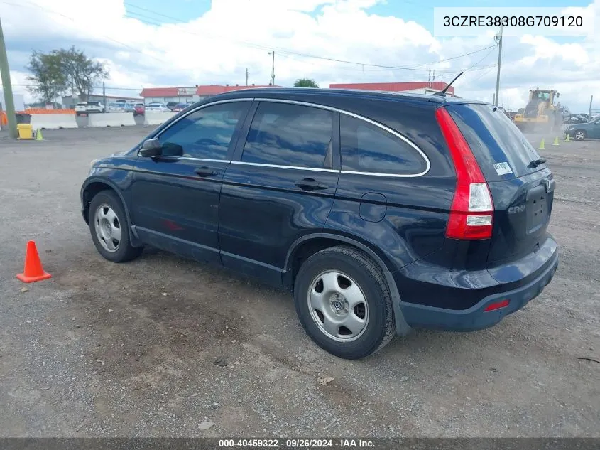 2008 Honda Cr-V Lx VIN: 3CZRE38308G709120 Lot: 40459322