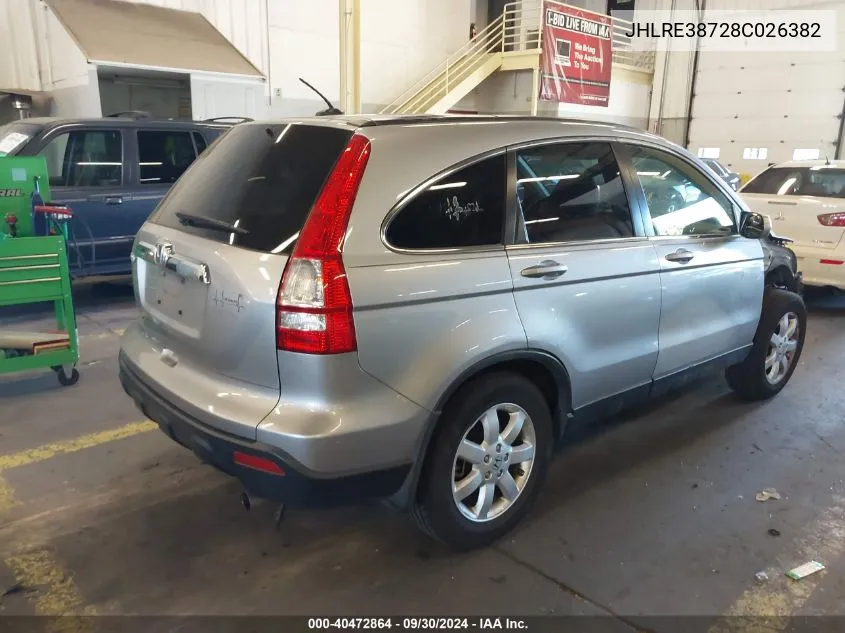 2008 Honda Cr-V Ex-L VIN: JHLRE38728C026382 Lot: 40472864