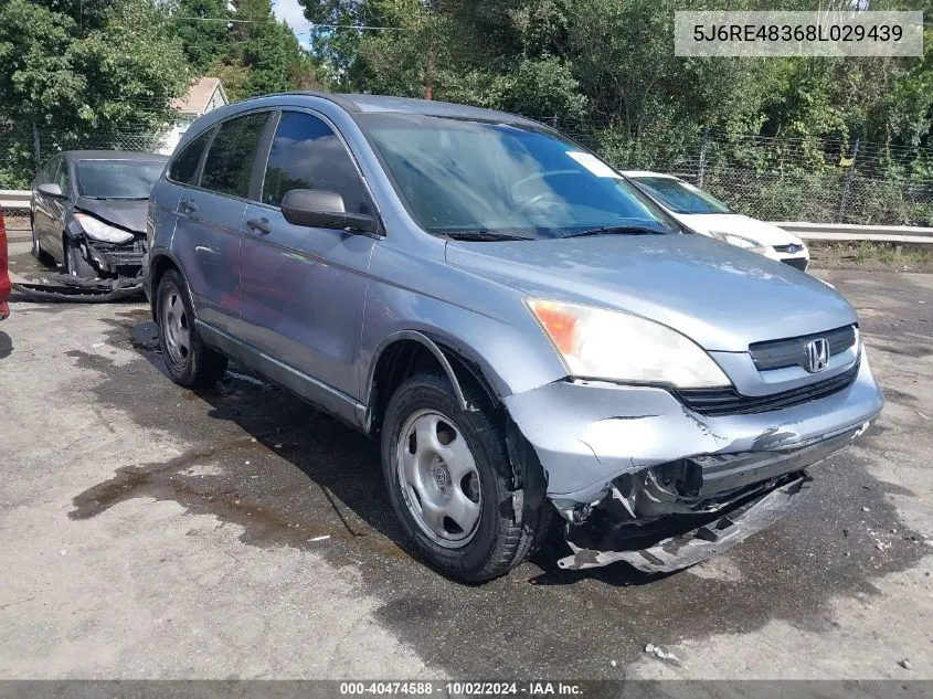 2008 Honda Cr-V Lx VIN: 5J6RE48368L029439 Lot: 40474588