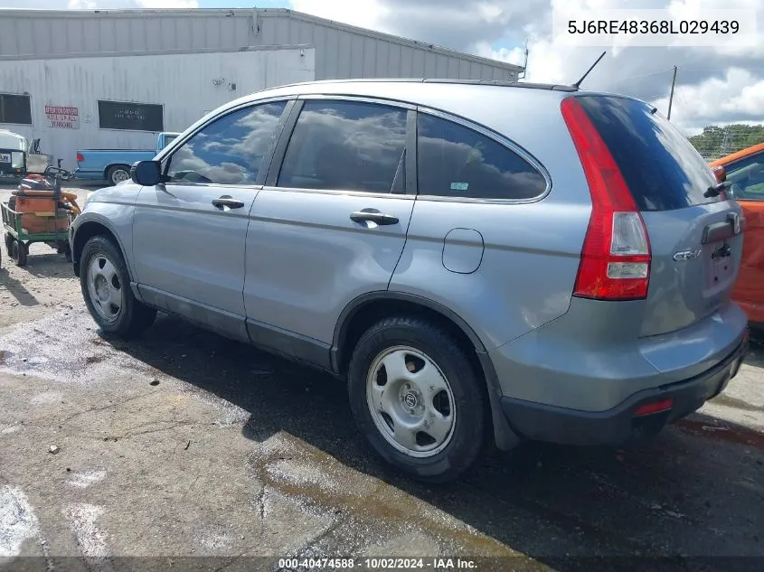 2008 Honda Cr-V Lx VIN: 5J6RE48368L029439 Lot: 40474588