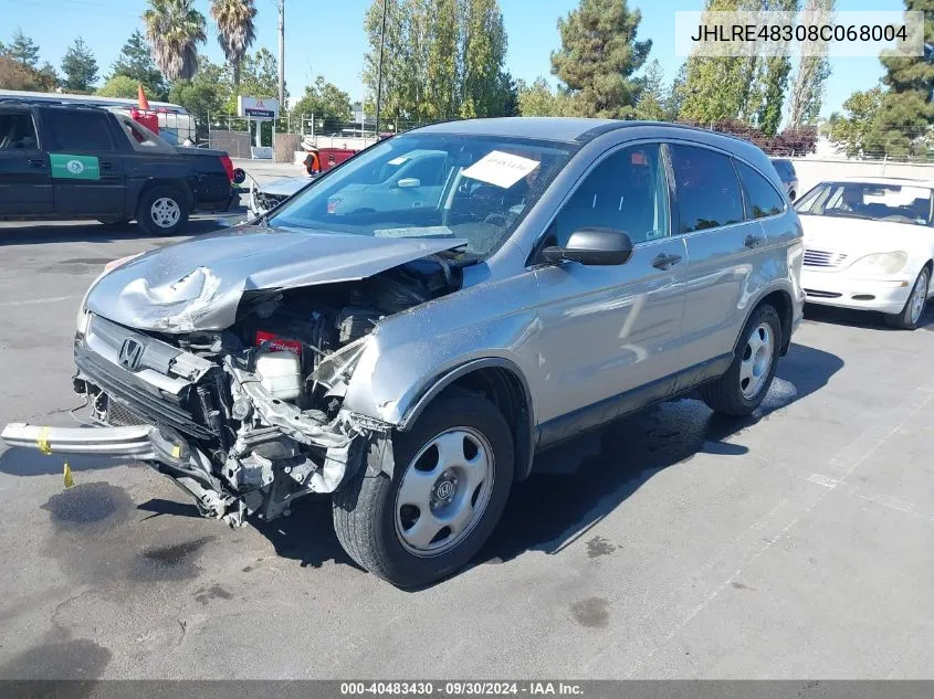 JHLRE48308C068004 2008 Honda Cr-V Lx