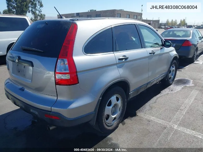 2008 Honda Cr-V Lx VIN: JHLRE48308C068004 Lot: 40483430