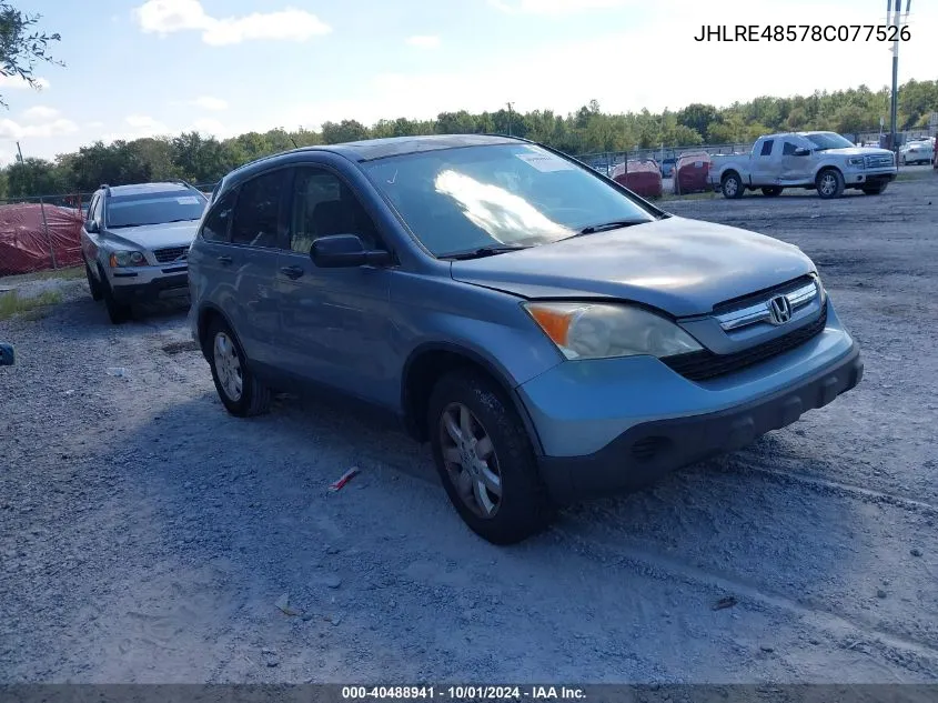 2008 Honda Cr-V Ex VIN: JHLRE48578C077526 Lot: 40488941