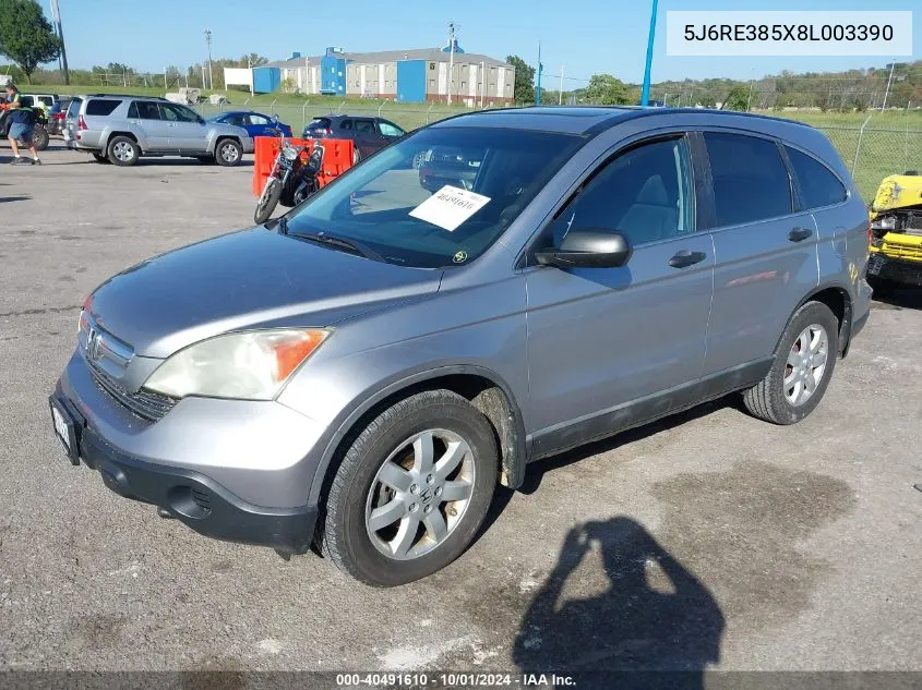 2008 Honda Cr-V Ex VIN: 5J6RE385X8L003390 Lot: 40491610