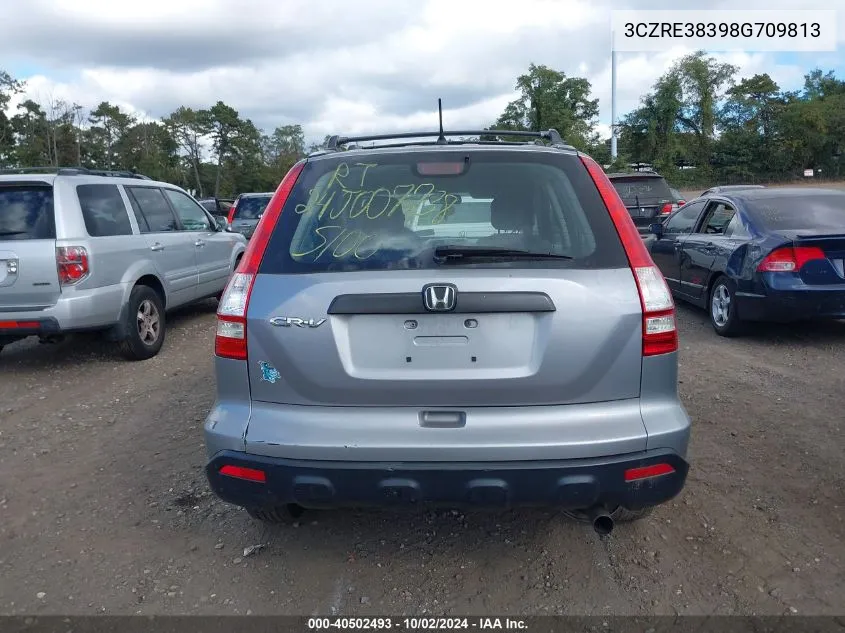 2008 Honda Cr-V Lx VIN: 3CZRE38398G709813 Lot: 40502493