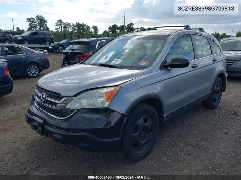 2008 Honda Cr-V Lx VIN: 3CZRE38398G709813 Lot: 40502493