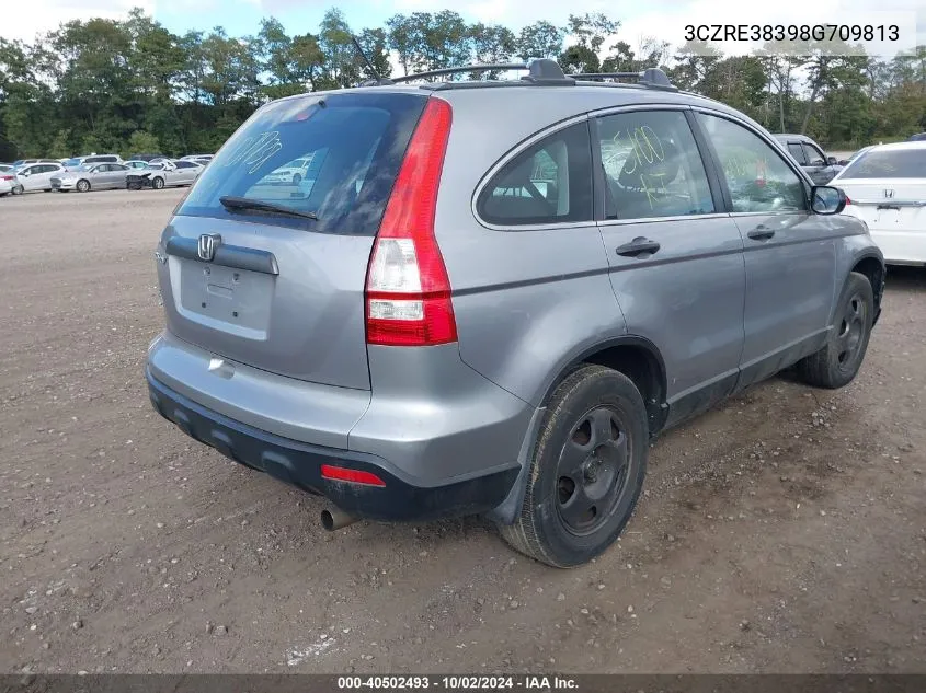 2008 Honda Cr-V Lx VIN: 3CZRE38398G709813 Lot: 40502493