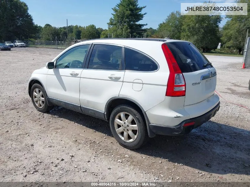 2008 Honda Cr-V Ex-L VIN: JHLRE38748C053504 Lot: 40504315