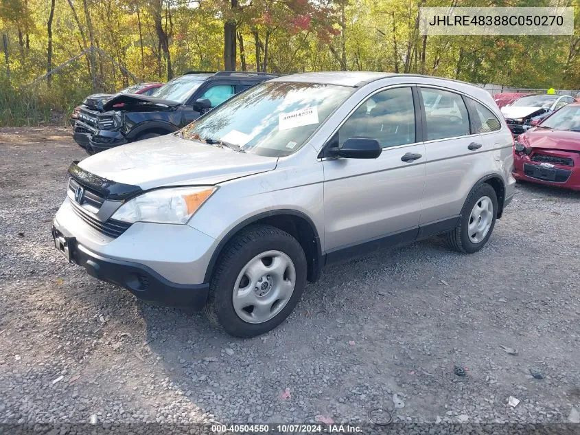 2008 Honda Cr-V Lx VIN: JHLRE48388C050270 Lot: 40504550