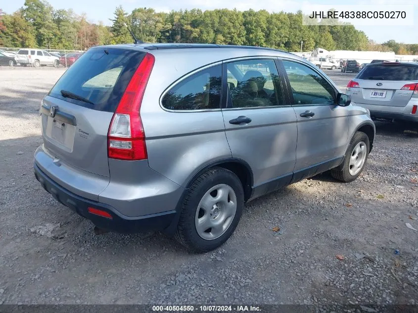 2008 Honda Cr-V Lx VIN: JHLRE48388C050270 Lot: 40504550