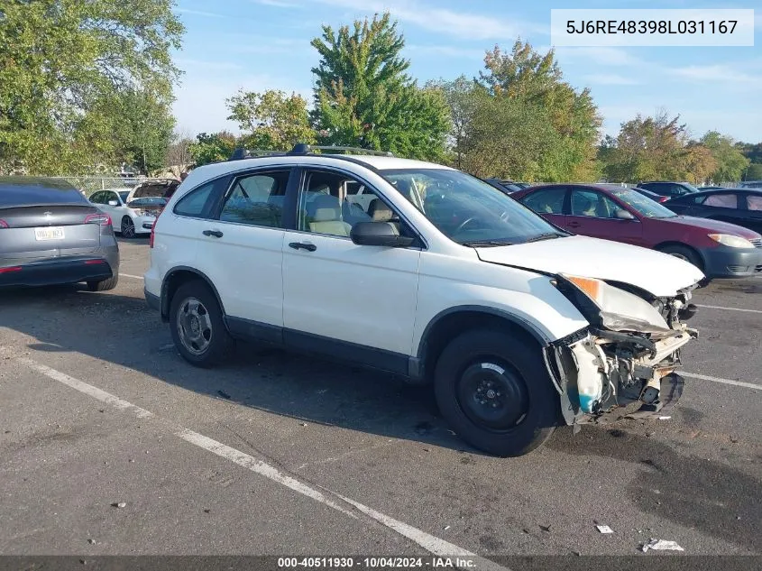 5J6RE48398L031167 2008 Honda Cr-V Lx