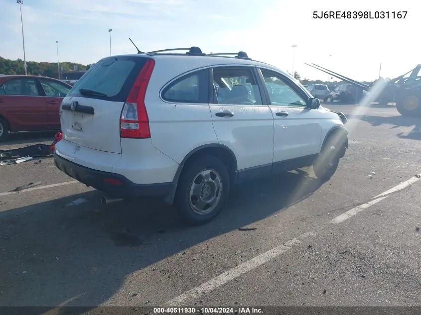 5J6RE48398L031167 2008 Honda Cr-V Lx