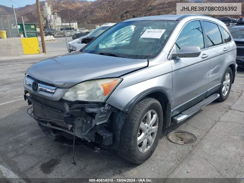 JHLRE38708C036392 2008 Honda Cr-V Ex-L