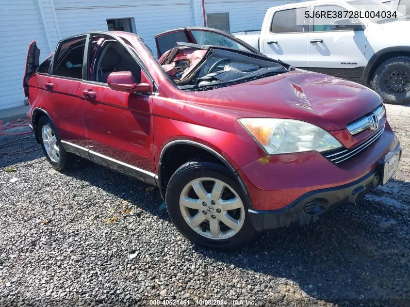 2008 Honda Cr-V Ex-L VIN: 5J6RE38728L004034 Lot: 40521461