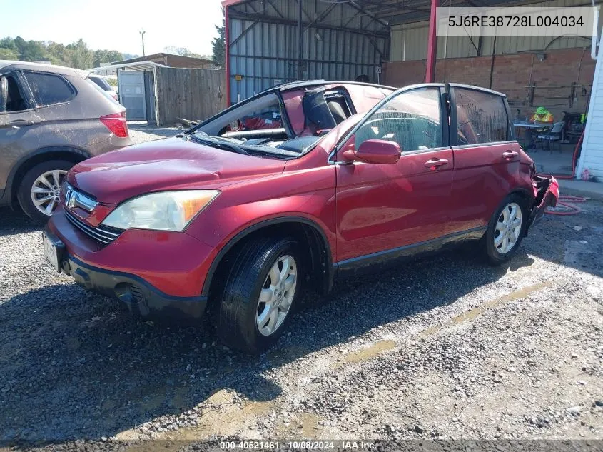 2008 Honda Cr-V Ex-L VIN: 5J6RE38728L004034 Lot: 40521461