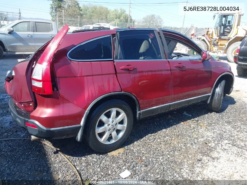 5J6RE38728L004034 2008 Honda Cr-V Ex-L