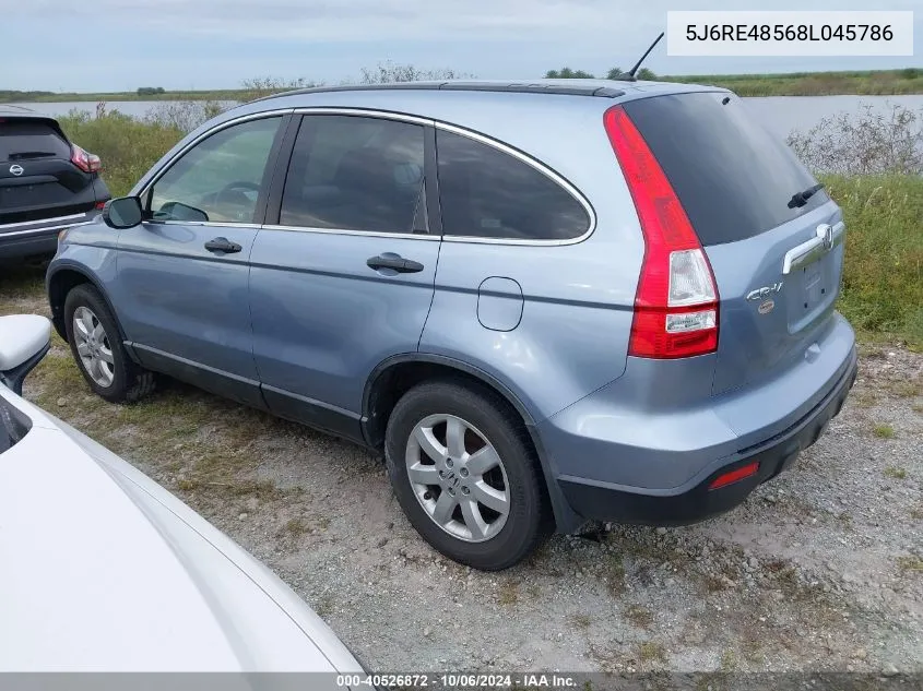 2008 Honda Cr-V Ex VIN: 5J6RE48568L045786 Lot: 40526872