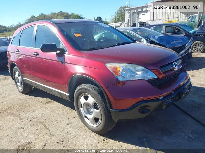 5J6RE48338L002196 2008 Honda Cr-V Lx