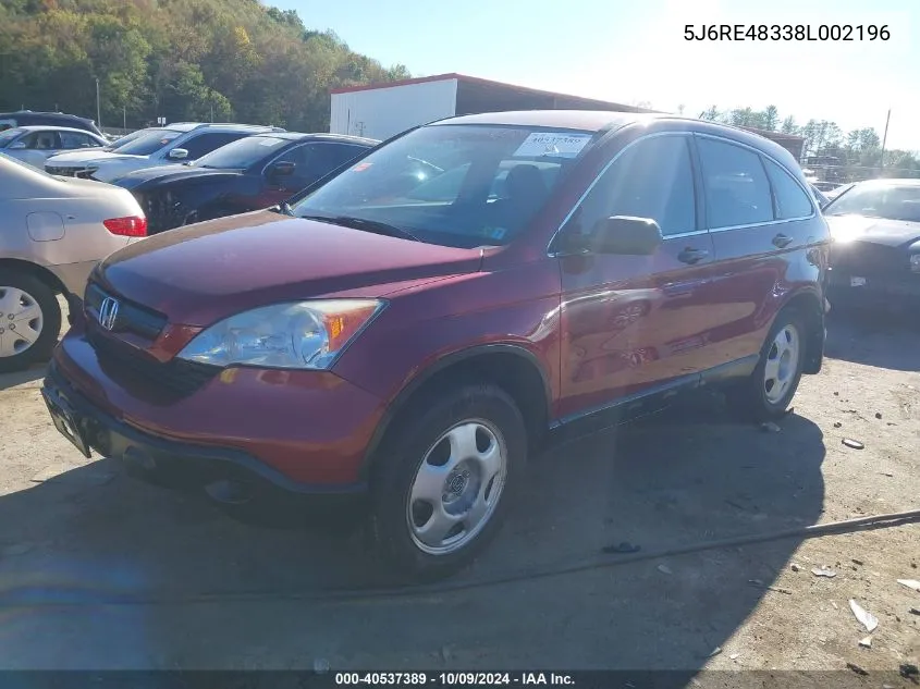 5J6RE48338L002196 2008 Honda Cr-V Lx