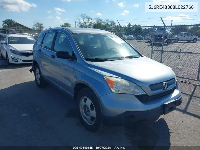 2008 Honda Cr-V Lx VIN: 5J6RE48388L022766 Lot: 40540145