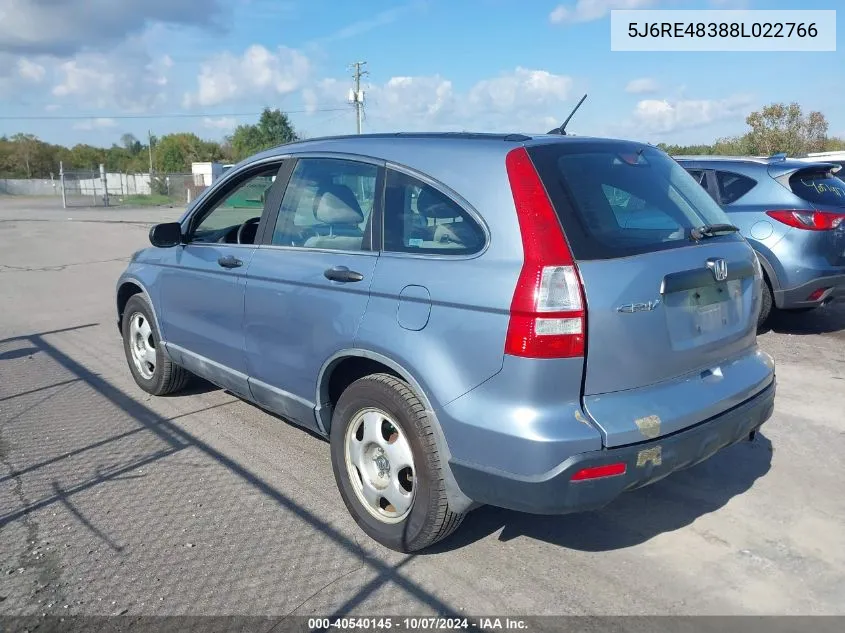 2008 Honda Cr-V Lx VIN: 5J6RE48388L022766 Lot: 40540145