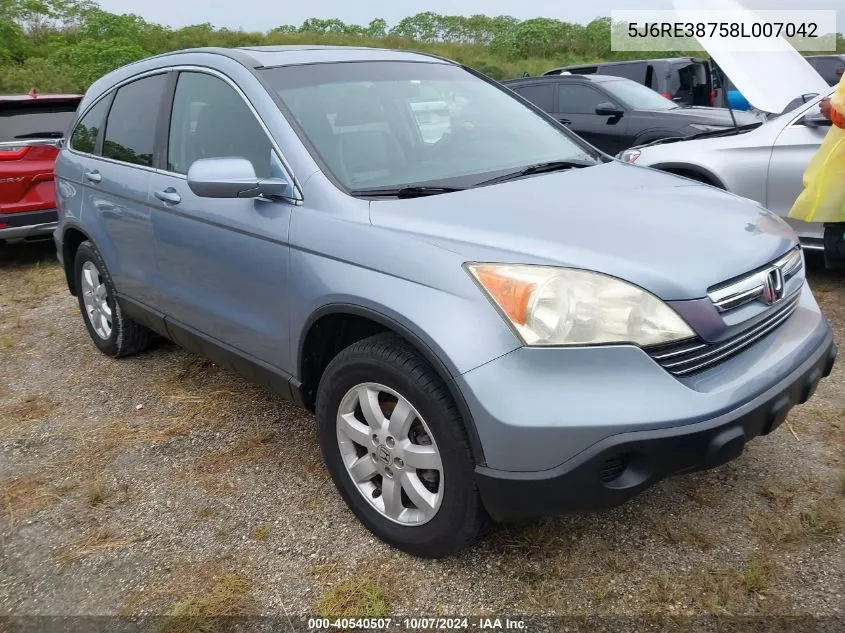 2008 Honda Cr-V Ex-L VIN: 5J6RE38758L007042 Lot: 40540507