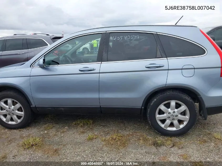 2008 Honda Cr-V Ex-L VIN: 5J6RE38758L007042 Lot: 40540507