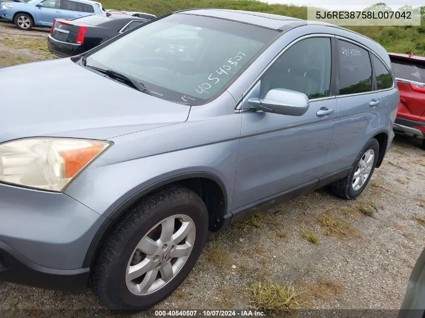 2008 Honda Cr-V Ex-L VIN: 5J6RE38758L007042 Lot: 40540507