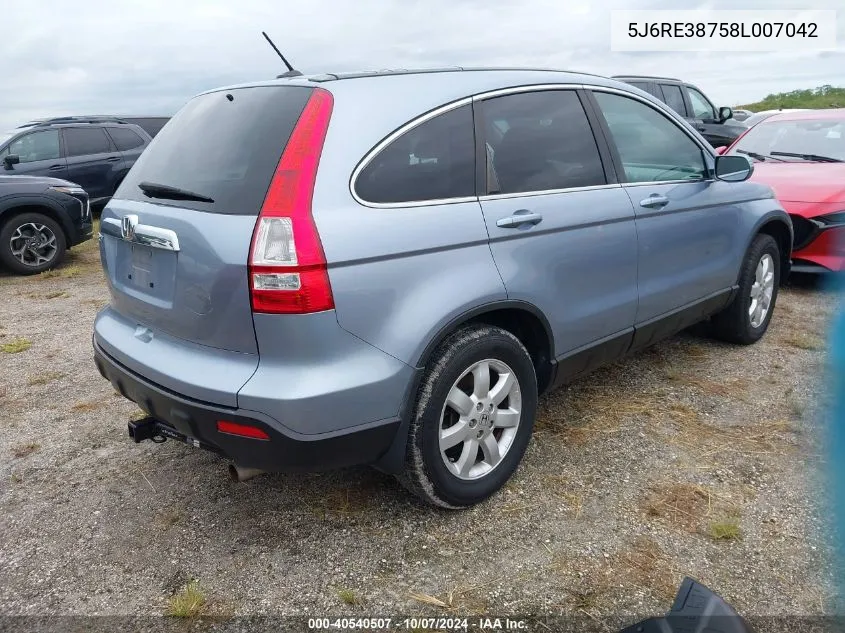 2008 Honda Cr-V Ex-L VIN: 5J6RE38758L007042 Lot: 40540507