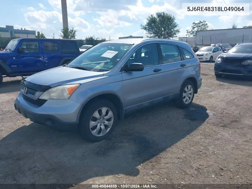 2008 Honda Cr-V Lx VIN: 5J6RE48318L049064 Lot: 40544859