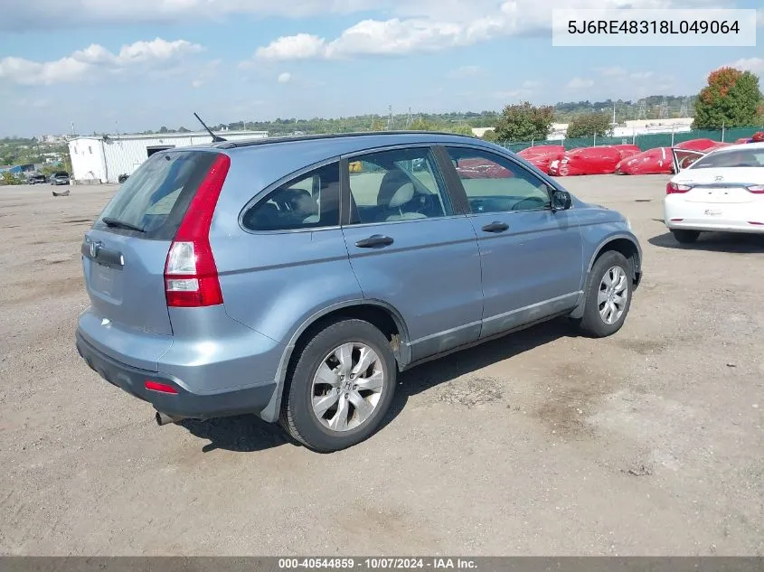 2008 Honda Cr-V Lx VIN: 5J6RE48318L049064 Lot: 40544859