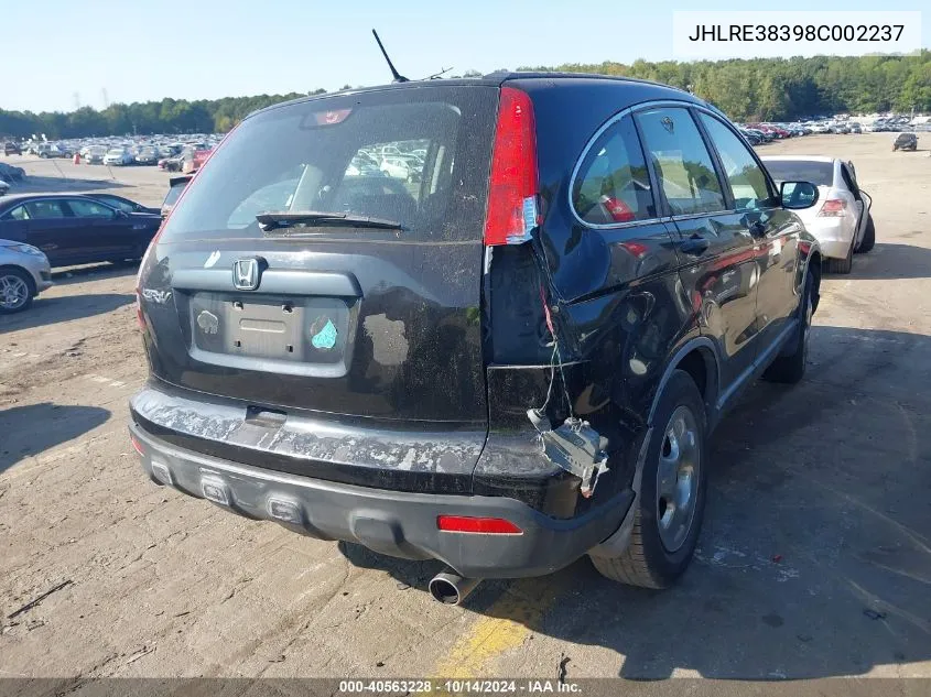 2008 Honda Cr-V Lx VIN: JHLRE38398C002237 Lot: 40563228