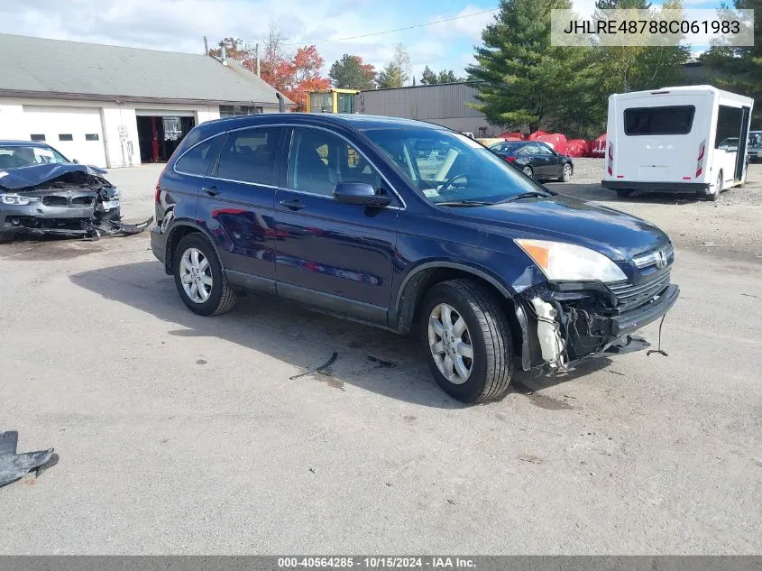 2008 Honda Cr-V Ex-L VIN: JHLRE48788C061983 Lot: 40564285