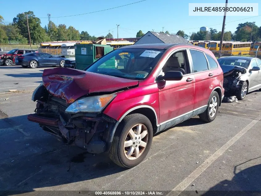 2008 Honda Cr-V Ex VIN: JHLRE48598C006621 Lot: 40568696