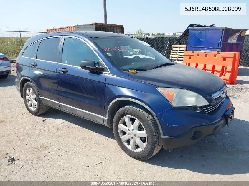 2008 Honda Cr-V Ex VIN: 5J6RE48508L008099 Lot: 40569261