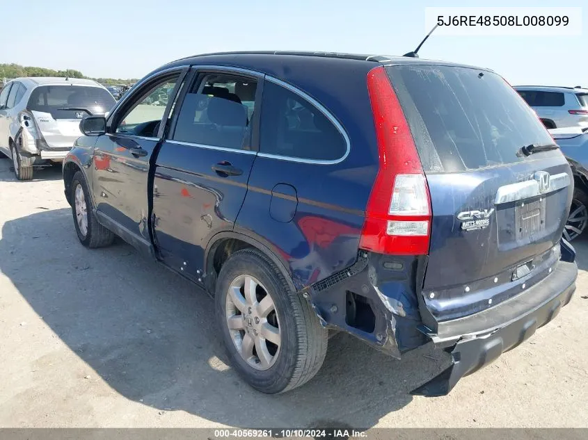 2008 Honda Cr-V Ex VIN: 5J6RE48508L008099 Lot: 40569261