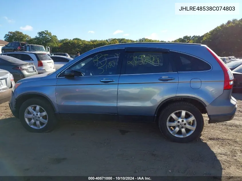 2008 Honda Cr-V Ex VIN: JHLRE48538C074803 Lot: 40571000