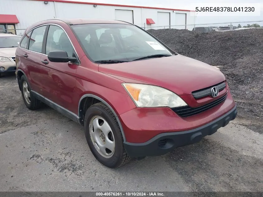 2008 Honda Cr-V Lx VIN: 5J6RE48378L041230 Lot: 40576261