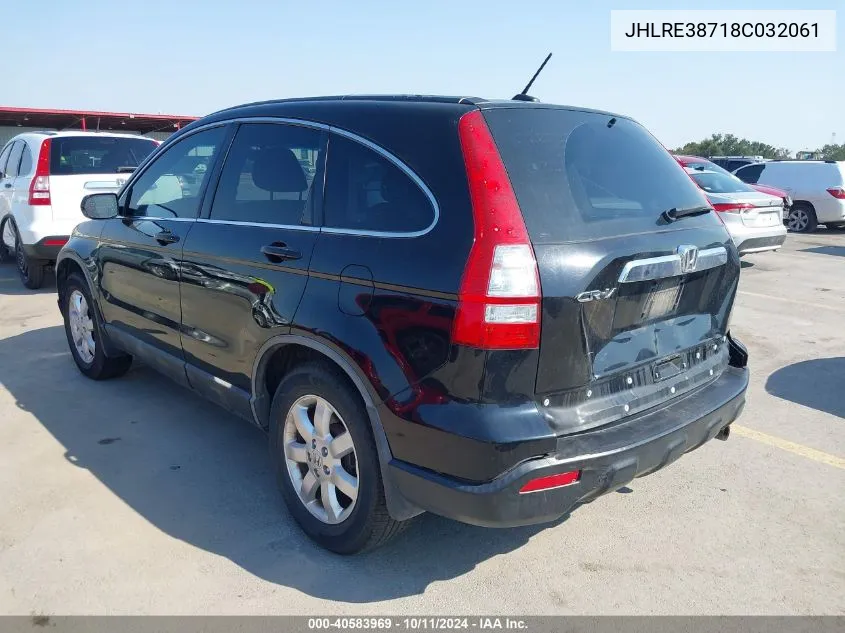 2008 Honda Cr-V Ex-L VIN: JHLRE38718C032061 Lot: 40583969