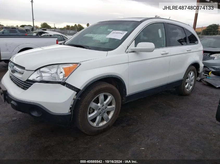 2008 Honda Cr-V Ex-L VIN: JHLRE48748C074133 Lot: 40585542