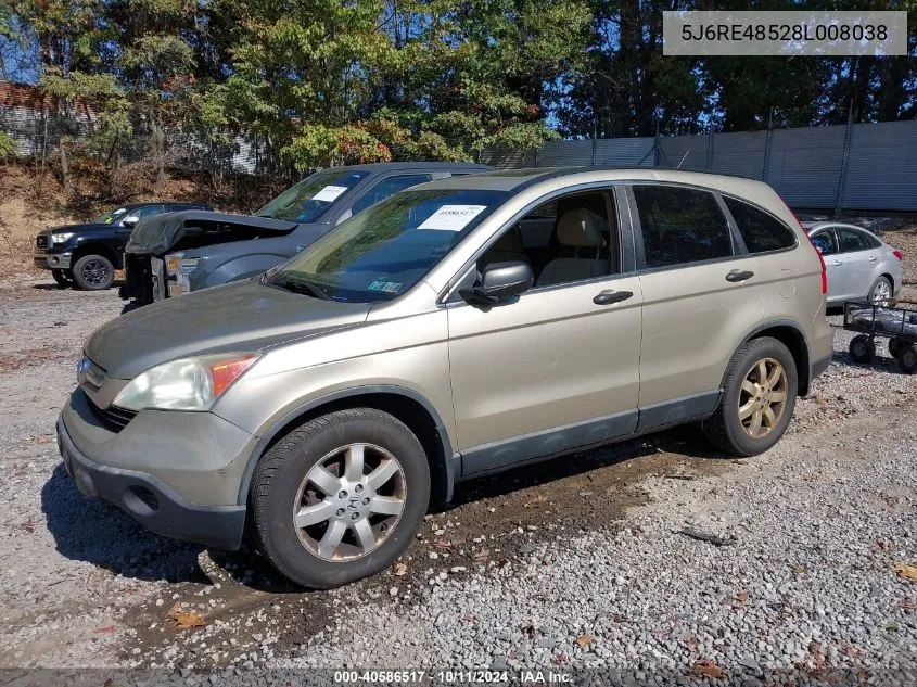 2008 Honda Cr-V Ex VIN: 5J6RE48528L008038 Lot: 40586517