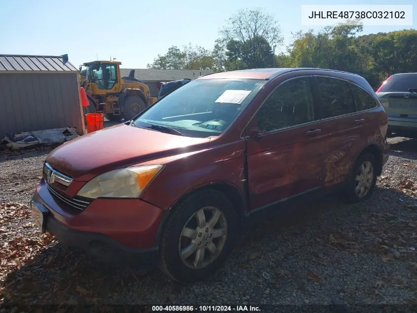 JHLRE48738C032102 2008 Honda Cr-V Ex-L