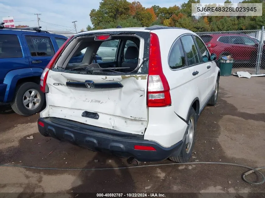 2008 Honda Cr-V Lx VIN: 5J6RE48328L023945 Lot: 40592787