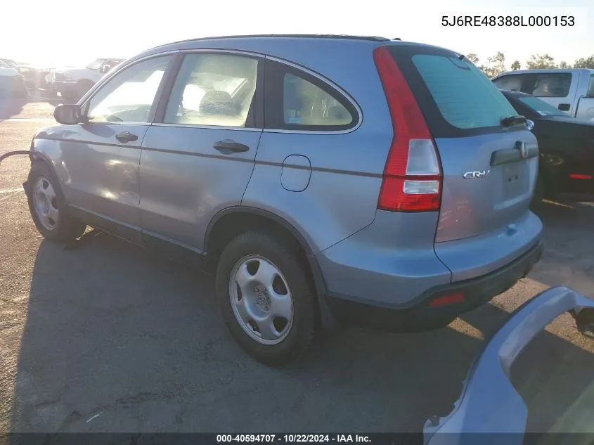 5J6RE48388L000153 2008 Honda Cr-V Lx