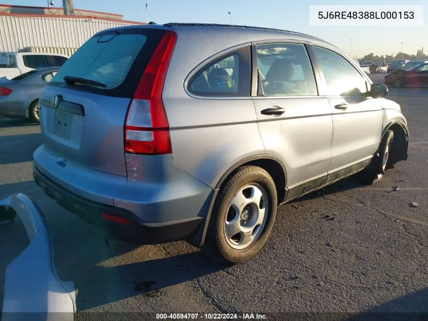 5J6RE48388L000153 2008 Honda Cr-V Lx