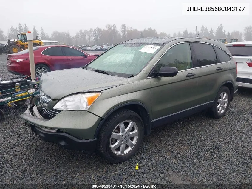 2008 Honda Cr-V Ex VIN: JHLRE38568C043197 Lot: 40598401