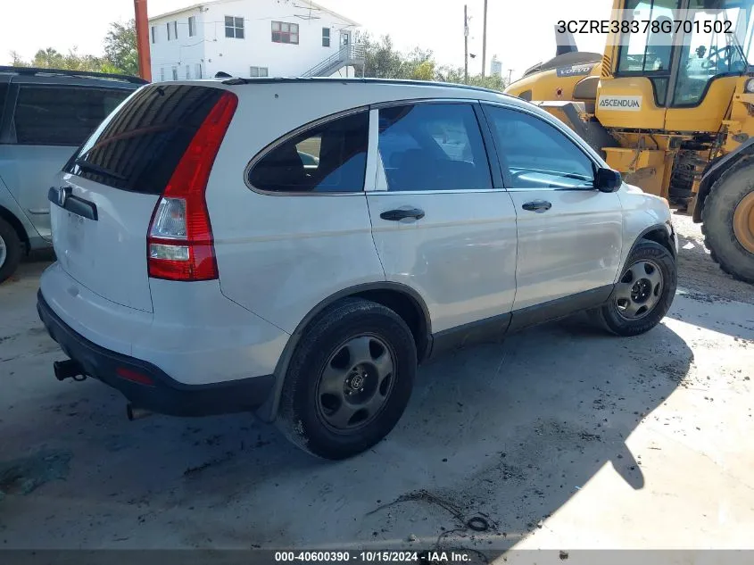 3CZRE38378G701502 2008 Honda Cr-V Lx