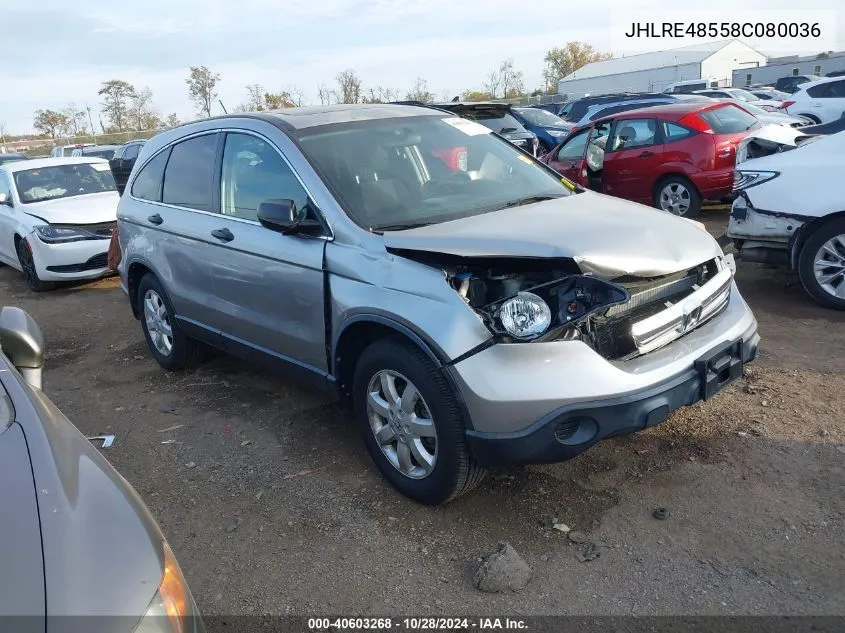 2008 Honda Cr-V Ex VIN: JHLRE48558C080036 Lot: 40603268