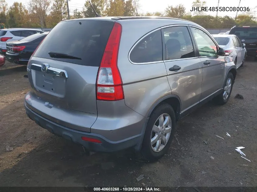 2008 Honda Cr-V Ex VIN: JHLRE48558C080036 Lot: 40603268